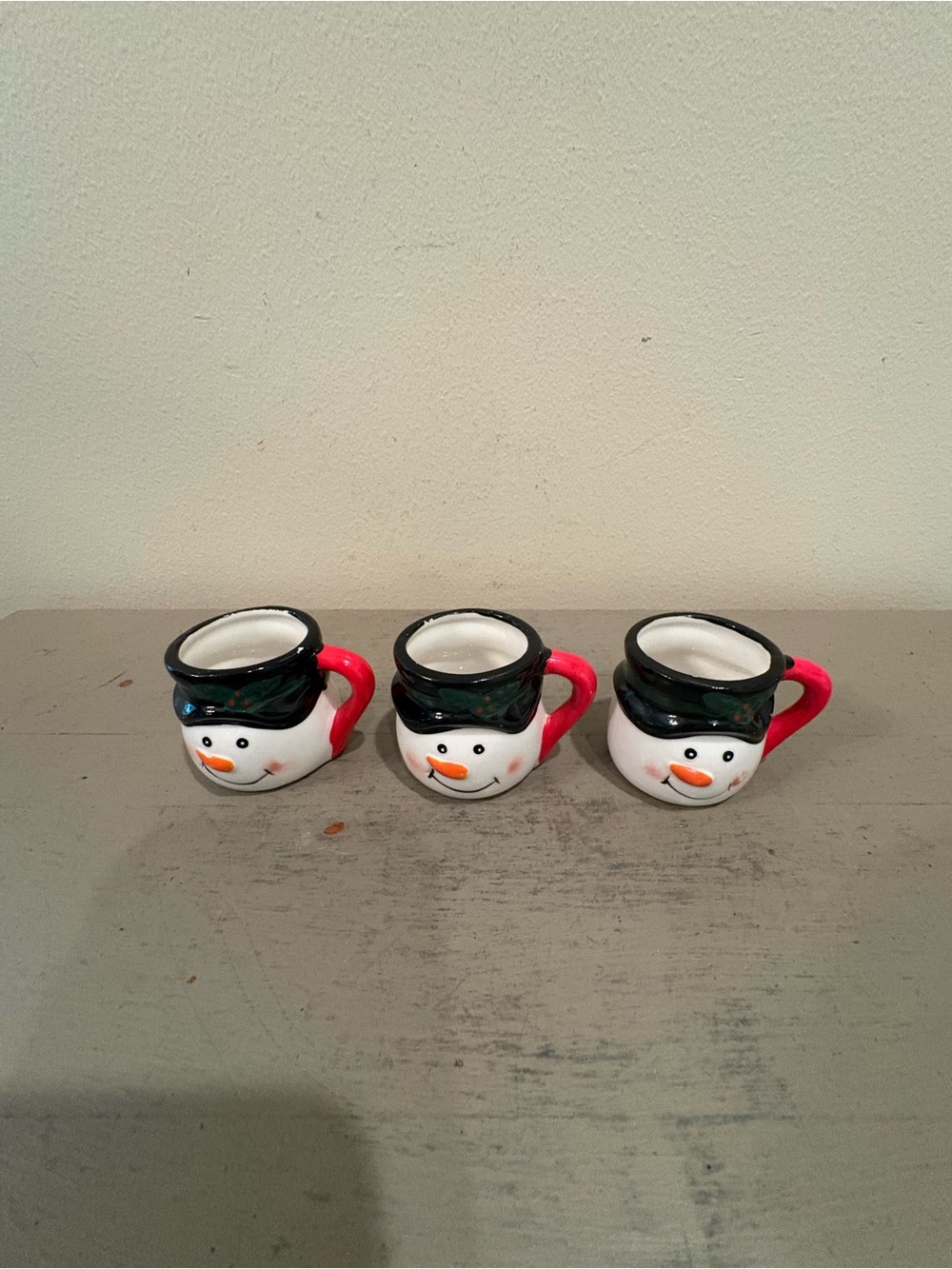 Set Of Three Festive Snowman Little Mugs